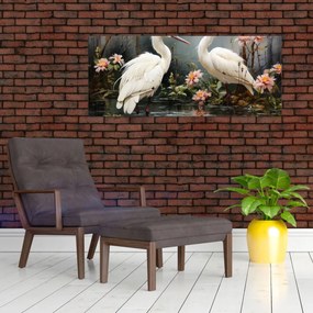 Obraz - Žeriavy biely (120x50 cm)