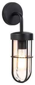 Rustikálna vonkajšia nástenná lampa čierna so sklom - Elza