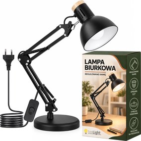 Toolight Toolight, JNH044-1T, stolná lampa s nastaviteľným ramenom, 1× E27, čierna, OSW-56235