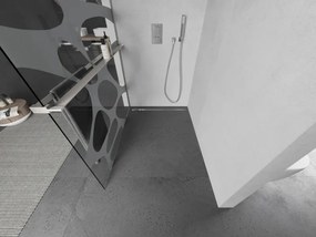 Mexen Kioto+, sprchová zástena Walk-In s poličkou a vešiakom 80 x 200 cm, 8mm číre sklo biely vzor, brúsená oceľ profil, 800-080-121-97-97