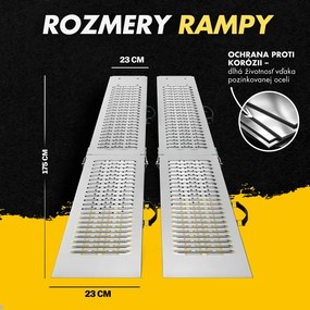 Nájazdové rampy na auto DRIVE, sklápateľné, sada 2ks, max 400 kg, 160cm, strieborná Jurhan