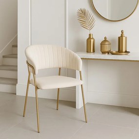 Jedálenská stolička COLIN zamatová, zlatá / béžová