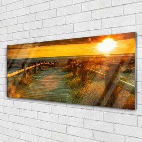 Obraz na akrylátovom skle Západ slnka architektúra 125x50 cm