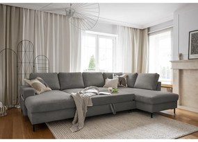 Sivá menčestrová rozkladacia rohová pohovka (pravý roh) Lofty Lilly – Miuform