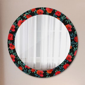 Okrúhle ozdobné zrkadlo na stenu Červené mak fi 70 cm