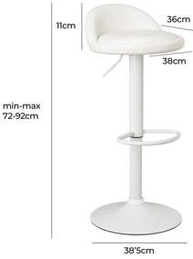 Biele barové stoličky s nastaviteľnou výškou z imitácie kože v súprave 2 ks (výška sedadla 72 cm) – Casa Selección