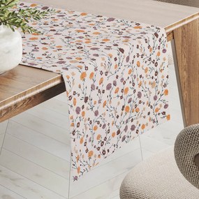 Biante Bavlnený behúň na stôl Sandra SA-720 Oranžovo-hnedo-béžové drobné kvietky na smotanovom 35x160 cm