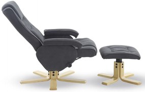 Otočné polohovacie kreslo ROGER + taburet — látka, sivá