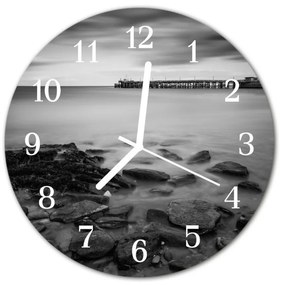 Nástenné sklenené hodiny Pobrežie fi 30 cm