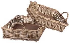 Sada prútených tácok Nature obdĺžnik, 2 ks, 2 veľkosti, 51 x 11 x 39 cm