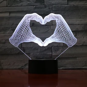 3Dmix 3DL-BTB013 – 3D LED nočná lampa - Srdce z rúk (Bluetooth reproduktor - farba biela)