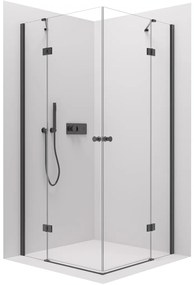 Cerano Marino Duo, sprchovací kút 110(dvere) x 110(dvere), 6mm číre sklo, čierny profil, CER-CER-423042