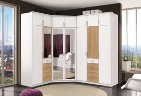 Šatníková  skriňa bez zrkadla Click, 135 cm, biela/doskový dub