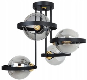 Stropné svietidlo Haga Ring, 4x grafitové sklenené tienidlo (výber z 3 farieb uchytenia)