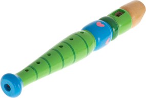 KIK Dřevěná dětská flétna 20 cm – zelená | hudební nástroj pro začátečníky