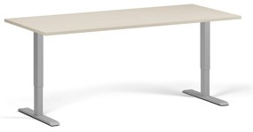 Výškovo nastaviteľný stôl, 180x80 cm, 1 motor, sivá podnož, breza
