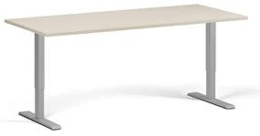 Výškovo nastaviteľný stôl, 180x80 cm, 1 motor, sivá podnož, breza