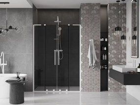 Mexen Velar L Duo, posuvné sprchové dvere do otvoru 140 cm, 8mm šedé sklo, biela matná, 871-140-003-42-20