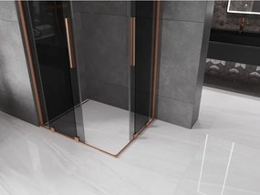 Mexen Velar Duo, sprchový kút s posuvnými dverami 90 x 80 cm, 8mm šedé sklo, medená matná, 871-090-080-42-65