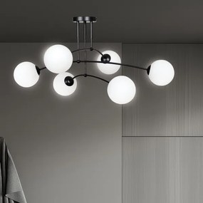 Luster na tyči PREGOS 6xE14/10W/230V čierna/biela