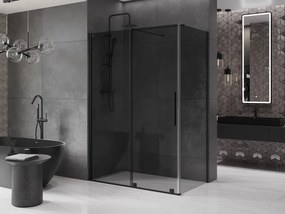 Mexen Velar, sprchový kút s posuvnými dverami 160 x 90 cm, 8mm šedé sklo, čierna matná, 871-160-090-41-70