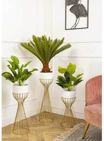 Kovový kvetináč LOFT 46x20 cm zlatá/biela