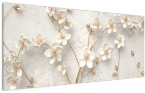 Obraz - Zlatý kvet - abstraktné (120x50 cm)