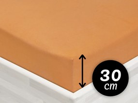Jersey napínacie prestieradlo na vysoký matrac JR-022 Okrové 180 x 220 - výška 30 cm