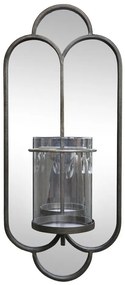 Mosadzné antik kovové nástenné zrkadlo so svietnikom Floa - 21*15*50 cm