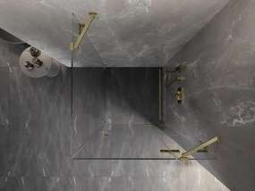 Mexen Lunar, 1-krídlový sprchový kút, pravý, 90 x 90 cm, 8mm číre sklo, zlatý profil, 834-090-090-55-00-P