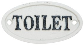 Biela liatinová ceduľka Toilet - 10 * 5 cm