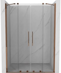 Mexen Velar Duo, posuvné dvere do otvoru 150x200 cm, 8mm číre sklo, ružové zlato, 871-150-000-02-60