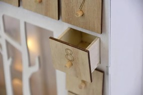 Drevený adventný kalendár s lesným motívom, 7 LED diód