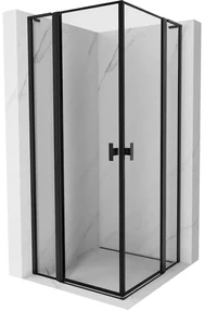 Mexen, Mexen Mist L Duo sklápací sprchový kút 100 x 100 cm, čierny rám - 8A4L-100L-100P-70-70