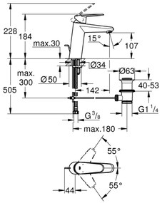 GROHE 23448002 - Umývadlová batéria EURODISC COSMOPOLITAN veľkosť M chróm
