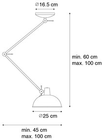 Retro stropné svietidlo čierne s bronzom - Milou