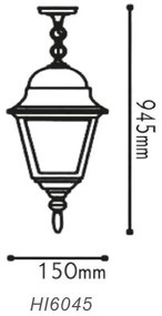 ACA Lighting Vonkajší závesný lampáš HI6045R max. 60W/E27/IP45, hnedá