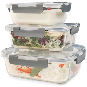 Klarstein Glaswerk Jardine, dózy na potraviny, súprava 3 kusov, 640 / 1040 / 1520 ml, borosilikátové sklo, vrchnák