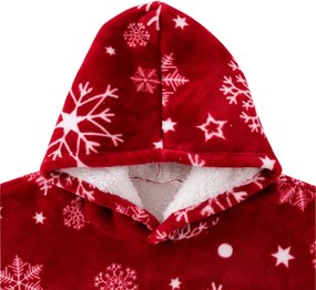 Baránková mikinová deka s rukávmi a kapucňou SNOWFALL, červená