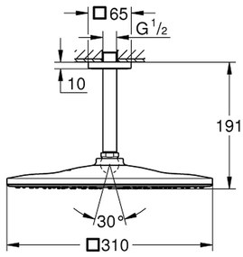 GROHE Rainshower 310 Mono Cube - Hlavová sprcha, 1 prúd, so sprchovým ramenom, chróm 26566000