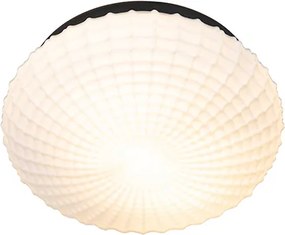 Klasické stropné svietidlo čierne s opálovým sklom 30 cm IP44 - Nohmi