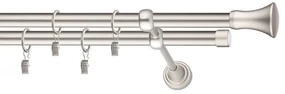 Dekorstudio Chrómová matná dvojradová garniža MONACO 19mm Dĺžka: 320cm, Typ uchytenia: Držiak dvojitý otvorený, Typ príslušenstva: Krúžky tiché so štipcami