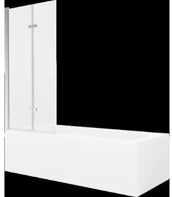 Mexen Vega obdĺžniková vaňa 150 x 70 cm s obkladom a 2-krídlovou zástenou 80 cm, Transparentné, Chrómová - 550115070X9208020100