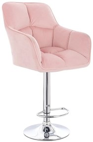 LuxuryForm Barová stolička AMALFI VELUR na striebornom tanieri - ružová