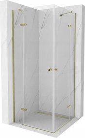 Mexen Roma Duo, sprchovací kút 70 (dvere) x 70 (dvere) cm, 6mm číre sklo, zlatý profil, 854-070-070-50-00-02