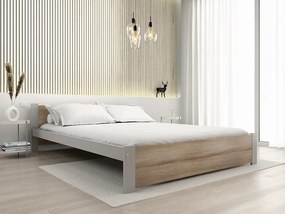 Posteľ IKAROS 140 x 200 cm, dub sonoma/sivá Rošt: Bez roštu, Matrac: Matrac COCO MAXI 20 cm