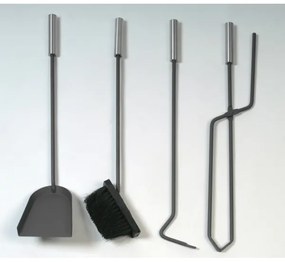 Sada krbového náradia a koša na drevo s držadlom 6 ks antracit