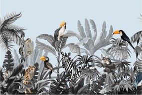 Obraz zvierat v tropickom lese (90x60 cm)