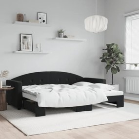 Denná posteľ s rozkladacou posteľou čierna 80x200 cm zamat 3197298