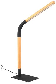 LED stmievateľná stolová lampa v čiernej a prírodnej farbe s dreveným tienidlom (výška 73,5 cm) Norris – Trio